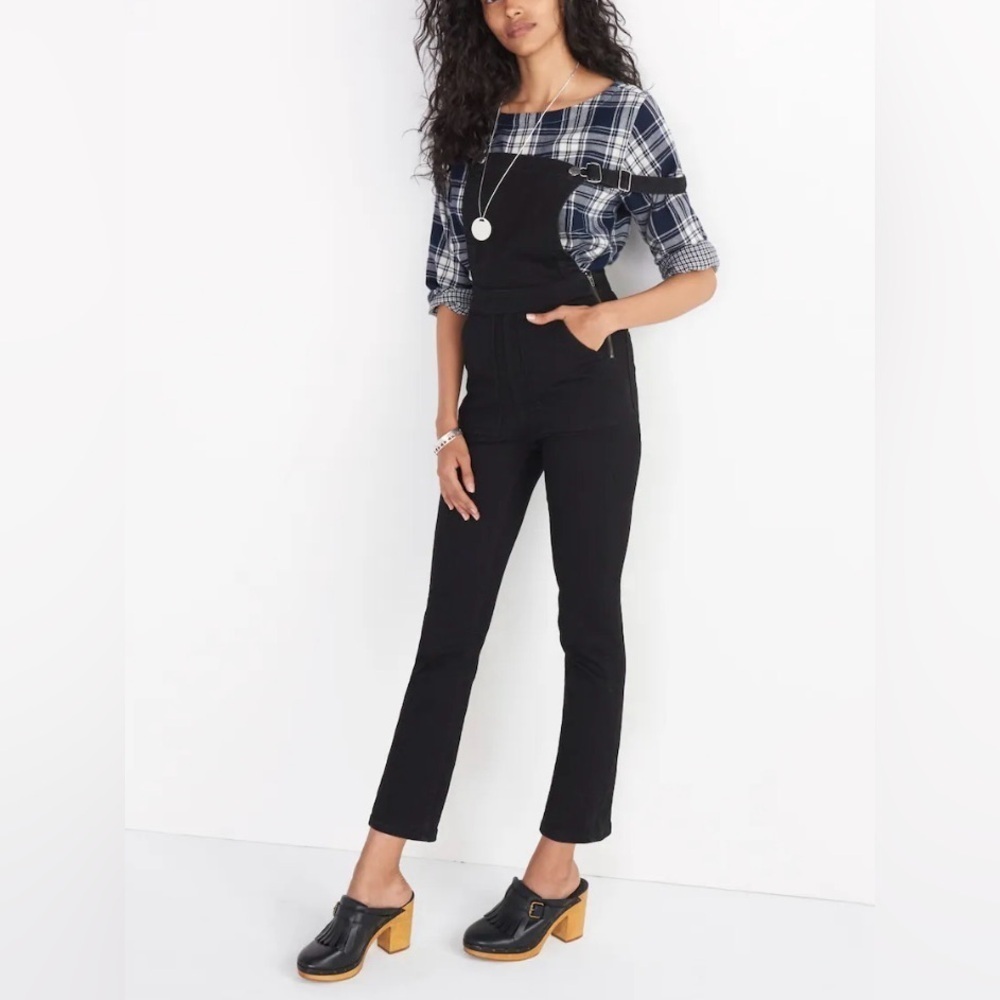 Madewell Cali Demi-Boot Overalls in Black Frost